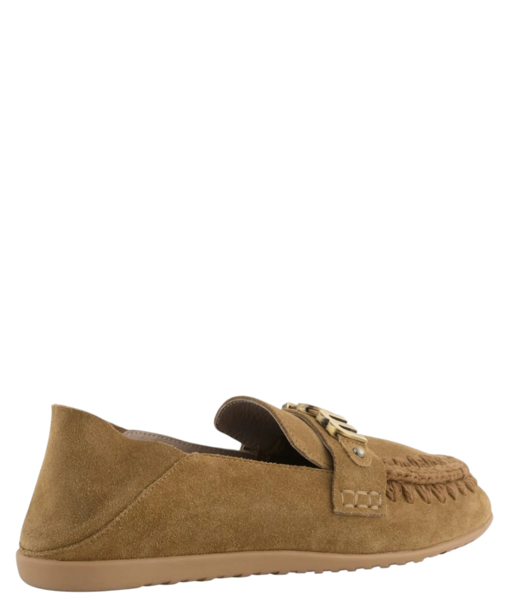 Mou suede ballerinas with metallic logo