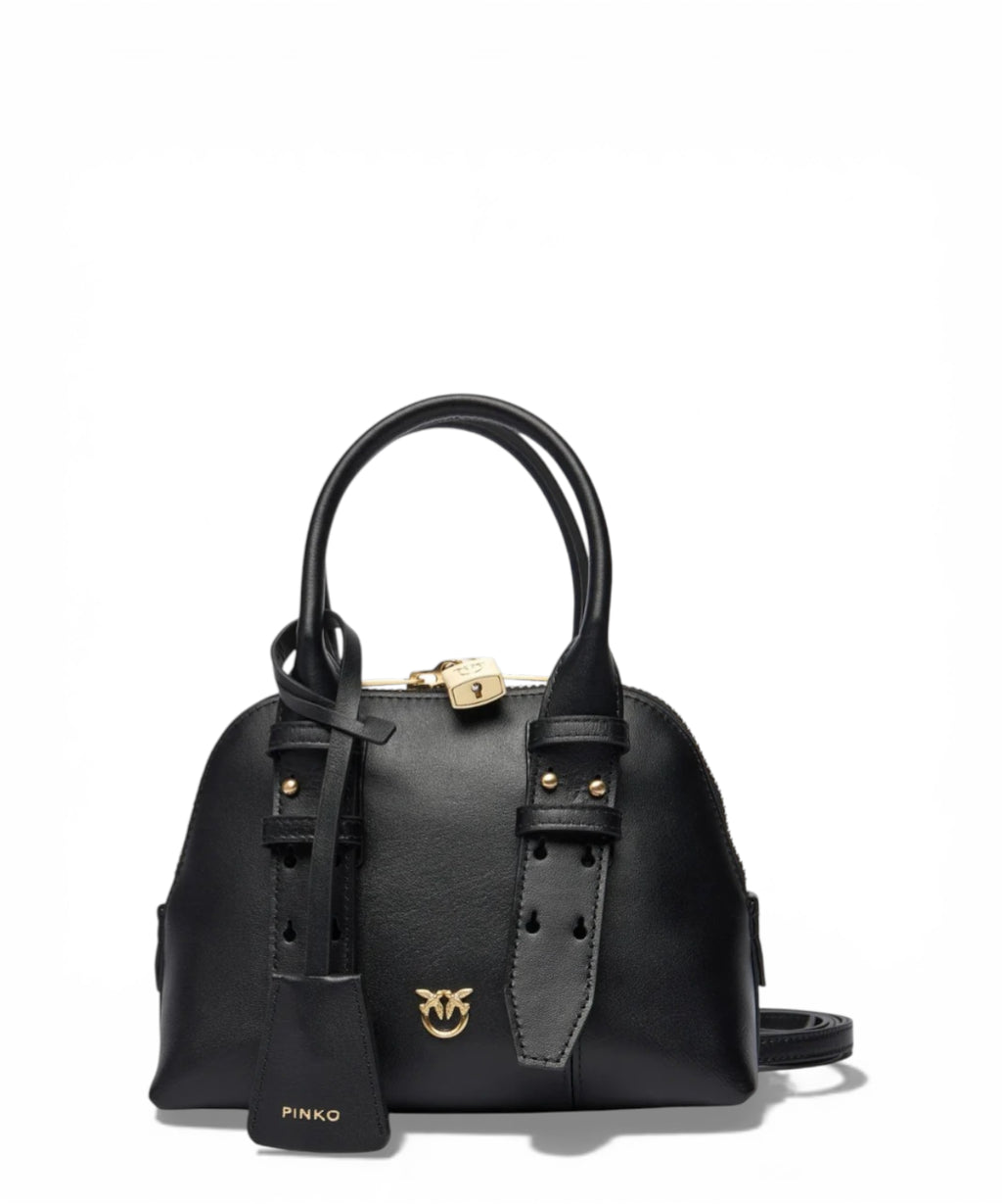 Pinko Zip Mini Leather Bowling Bag