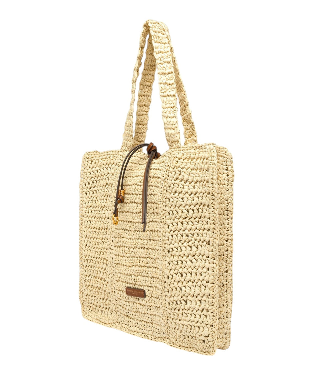 Gianni Chiarini Nefeli straw crochet shopper