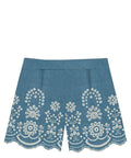 MC2 Saint Barth Sangallo Denim Shorts with Floral Embroidery