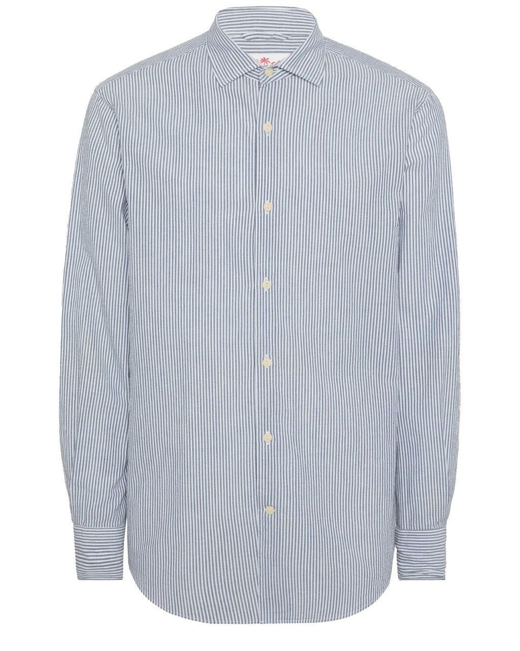 Camicia Pamplona in Cotone Seersucker a Righe Azzurre-Mc2 Saint Barth-Camicie-Vittorio Citro Boutique