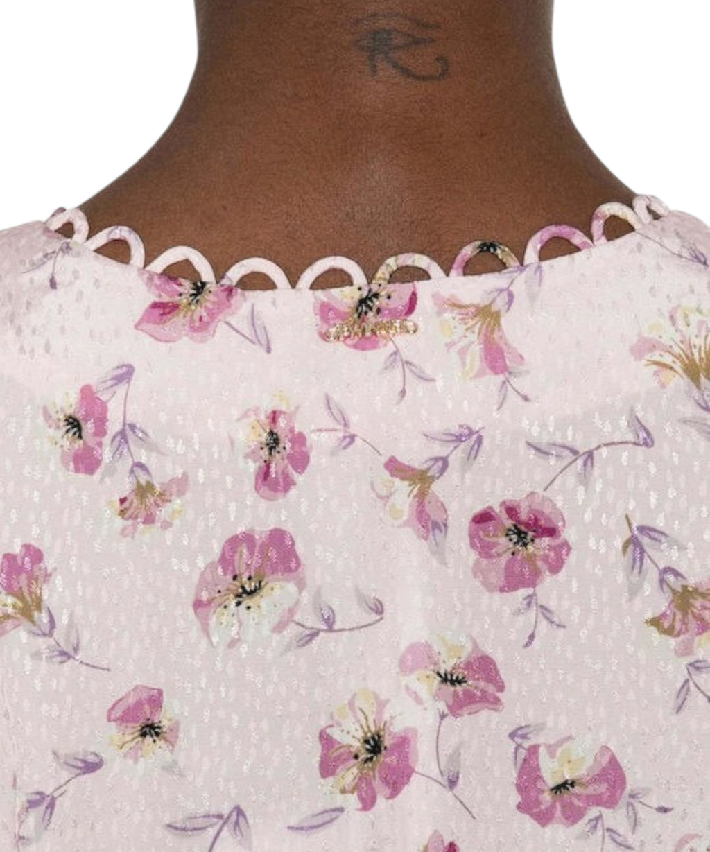 Women's Twinset Satin Blouse with Floral Pattern