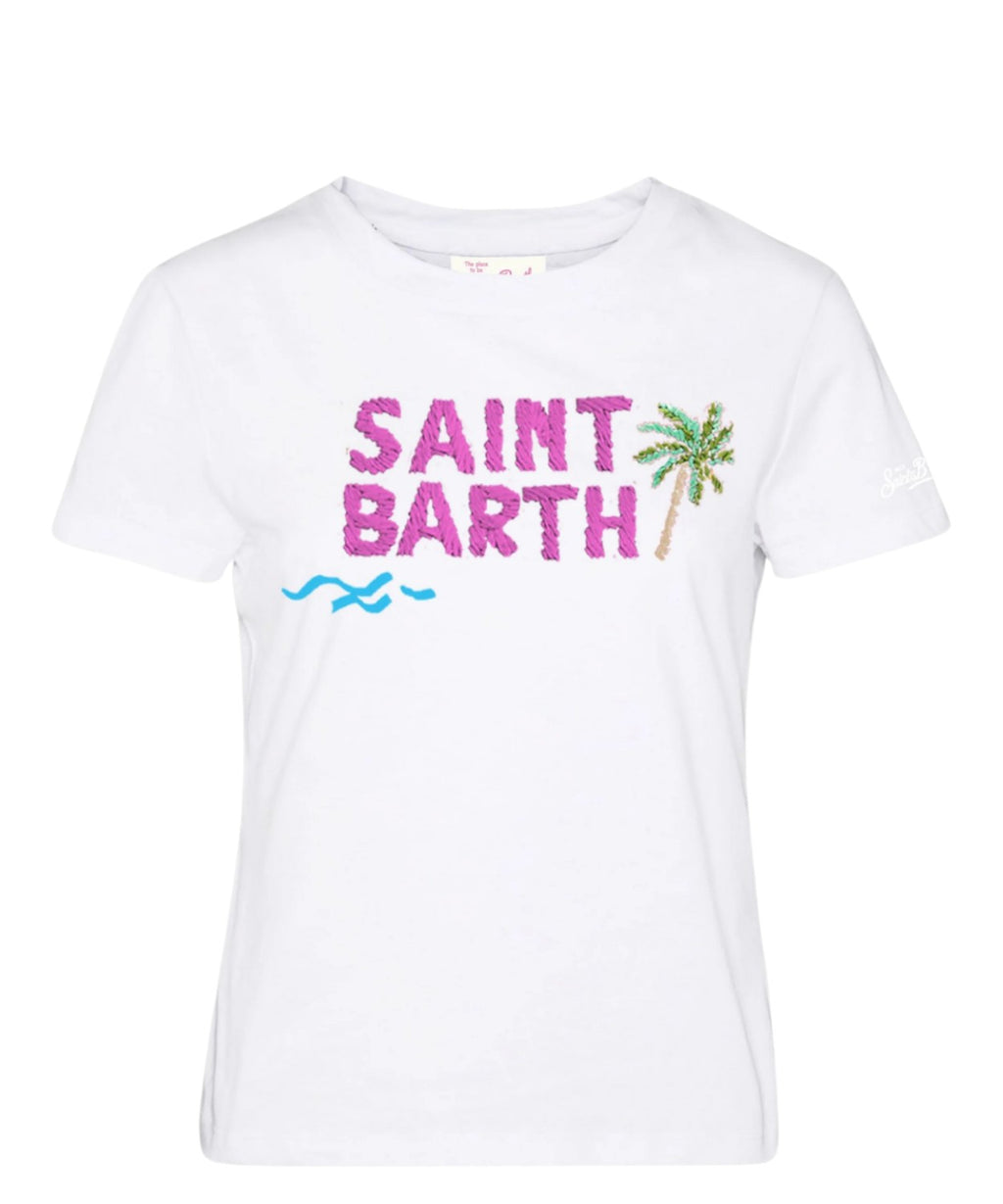 Emilie MC2 Saint Barth T-shirt with Logo Embroidery