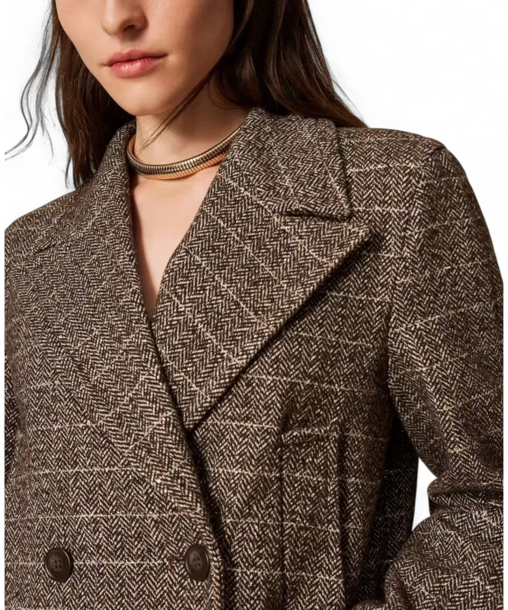 Cappotto Caban Doppiopetto in Misto Lana e Lurex-Cappotti-Twinset-Vittorio Citro Boutique