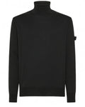 Dolcevita Peuterey Gorran 08 in lana e cotone nero con collo alto e finiture a coste, perfetto per la maglieria uomo FW26.