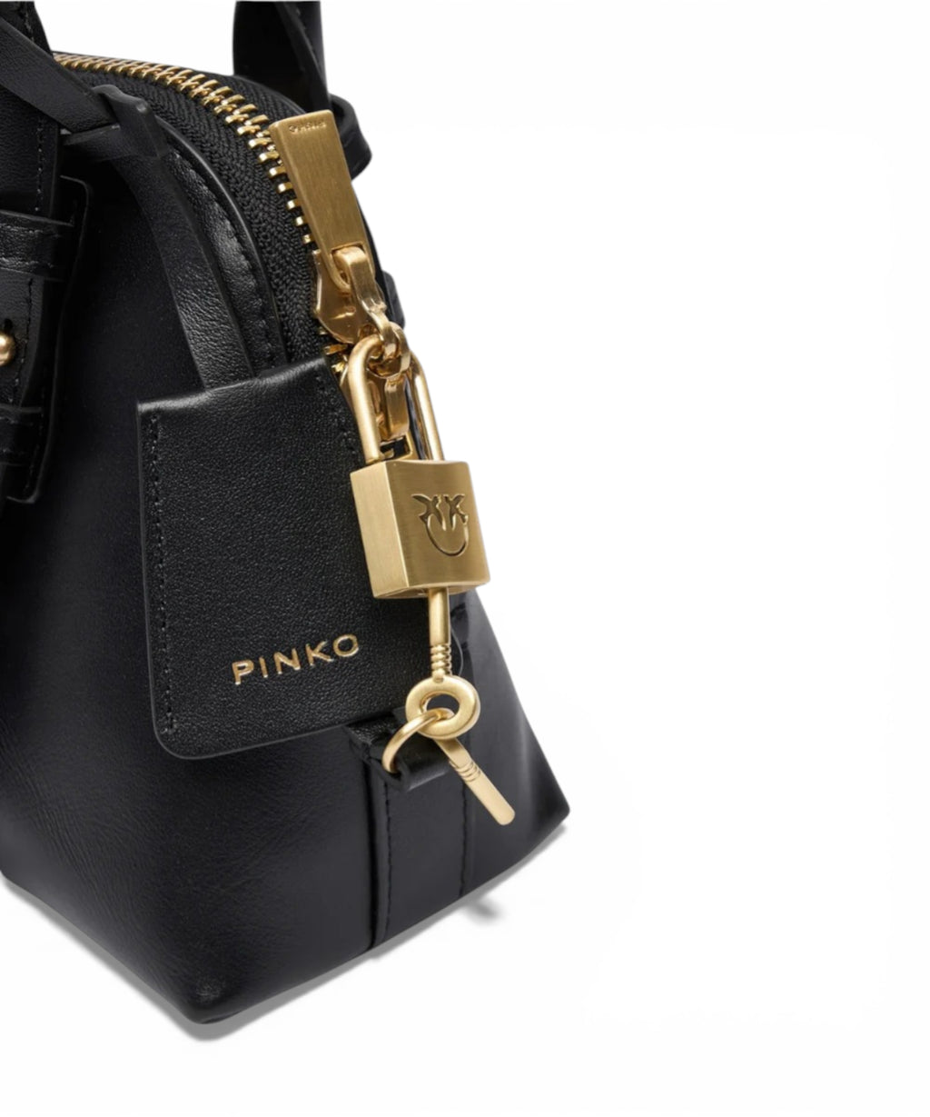 Pinko Zip Mini Leather Bowling Bag