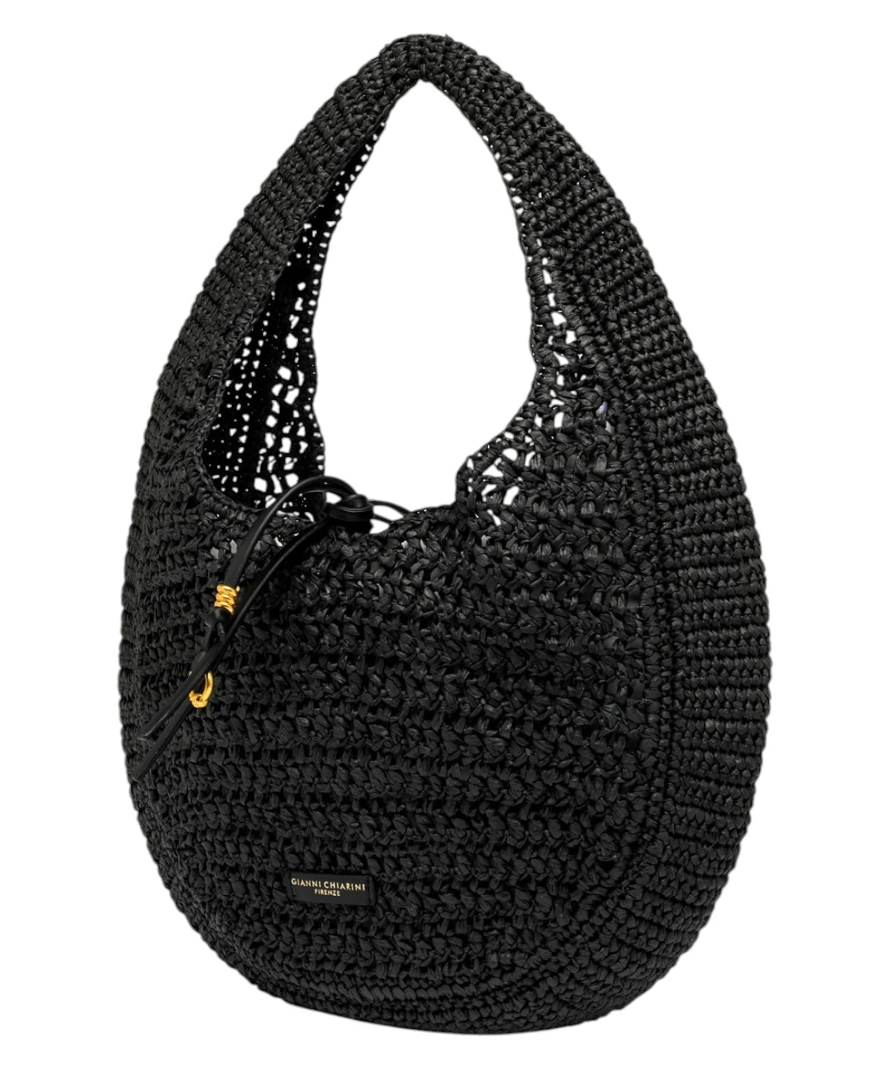 Gianni Chiarini Crochet Straw Hobo Bag