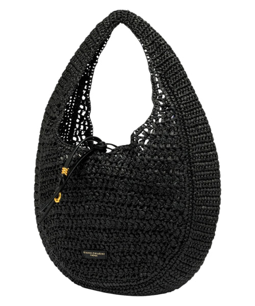 Gianni Chiarini Crochet Straw Hobo Bag