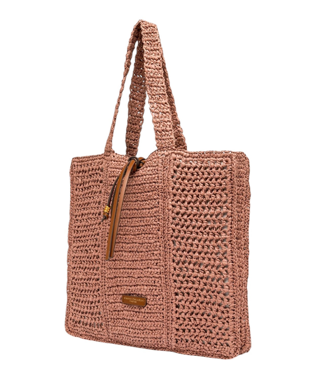 Gianni Chiarini Nefeli Crochet Straw Shopper