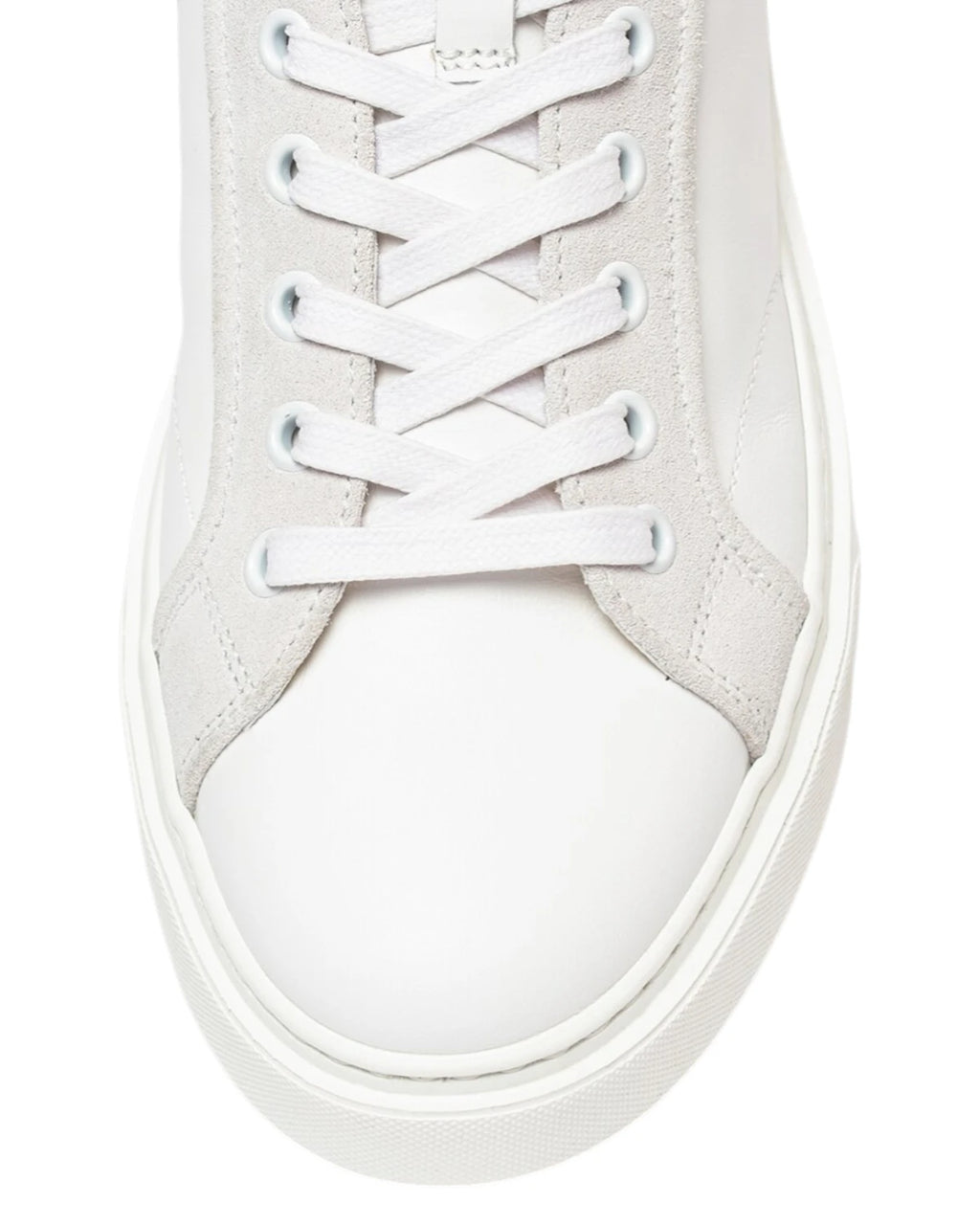 Women's High Top Sneakers in White Leather and Beige Fabric with Side Zip
