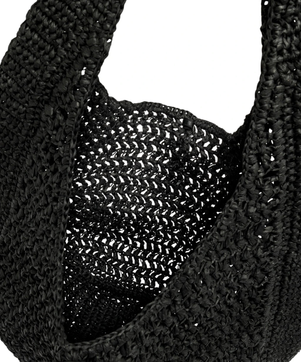 Gianni Chiarini Crochet Straw Hobo Bag