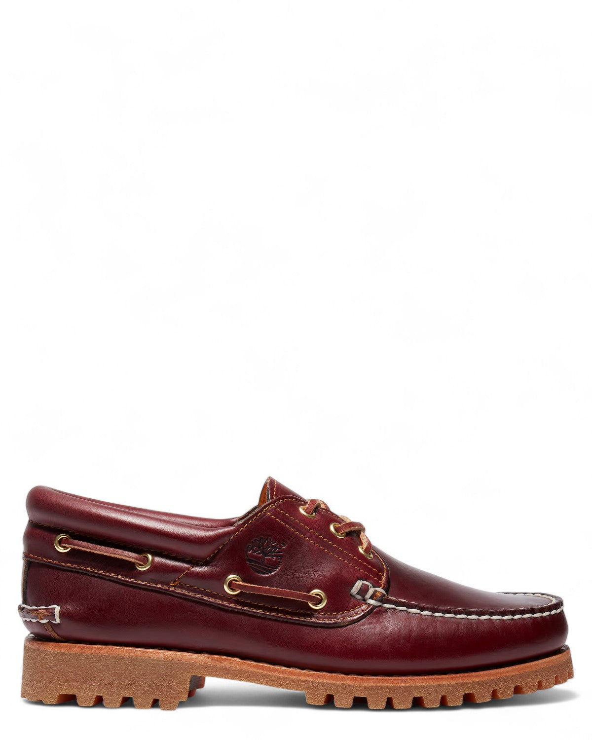 Scarpe da Barca Timberland Authentic per Uomo in pelle bordeaux con suola carrarmato in gomma, stile classico e cuciture artigianali.