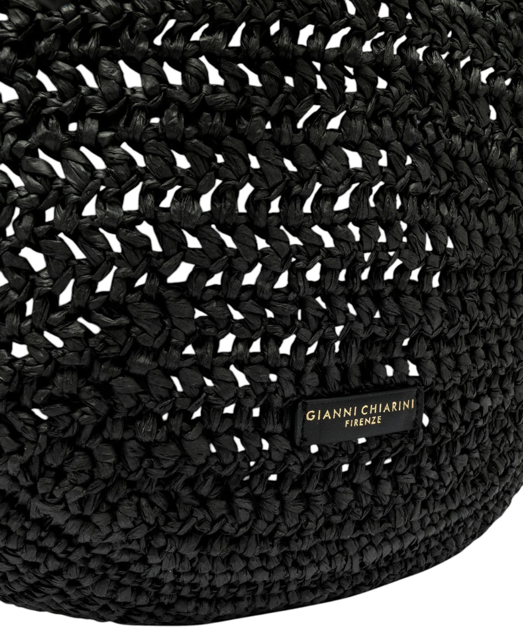 Gianni Chiarini Crochet Straw Hobo Bag