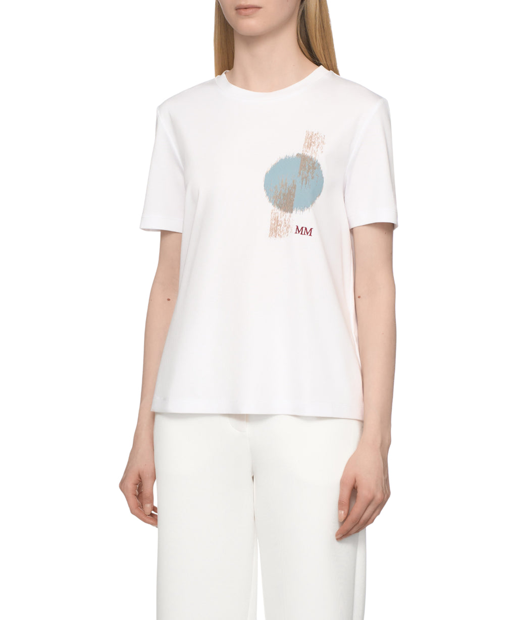 Max Mara MM logo T-shirt in Modal and Cotton