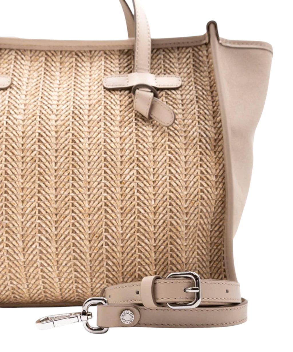 Gianni Chiarini Miss Marcella 32 summer bag in straw and suede