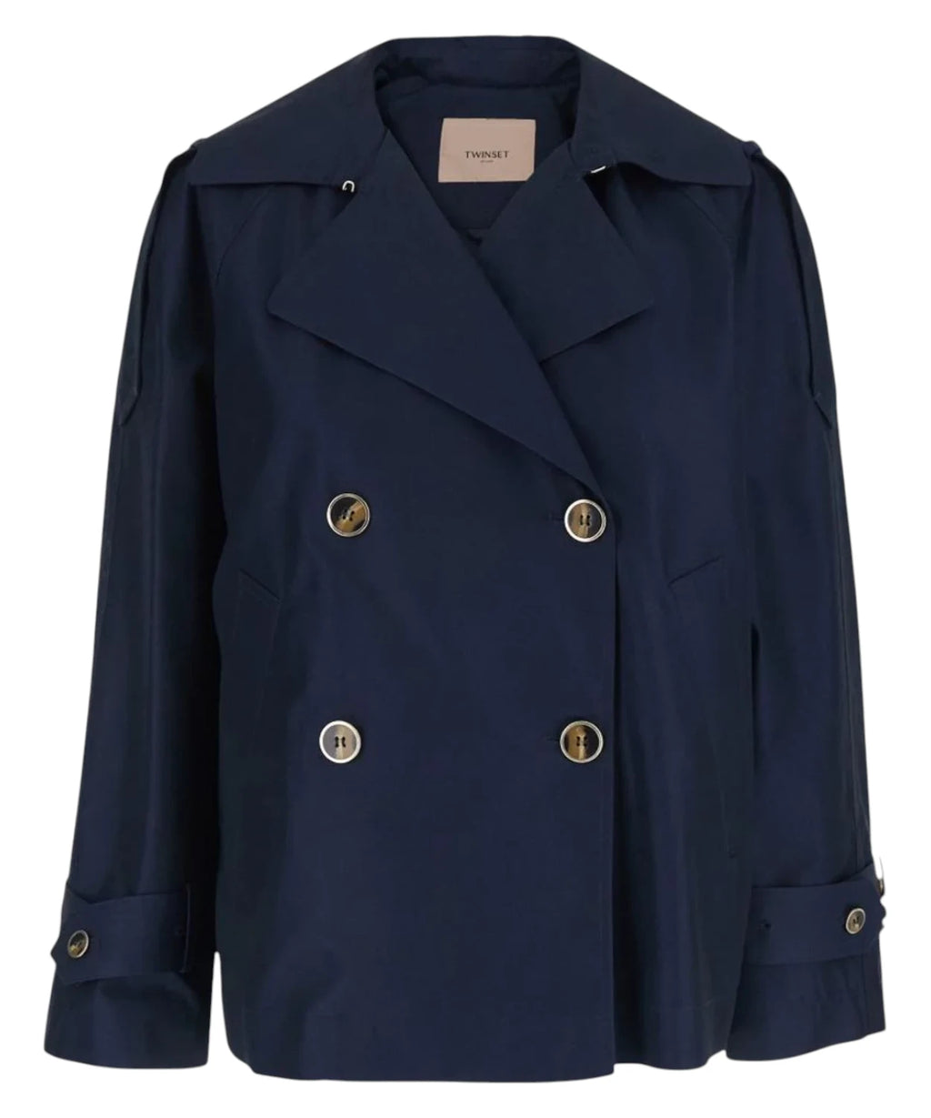 Trench corto Twinset para mujer en algodón elegante