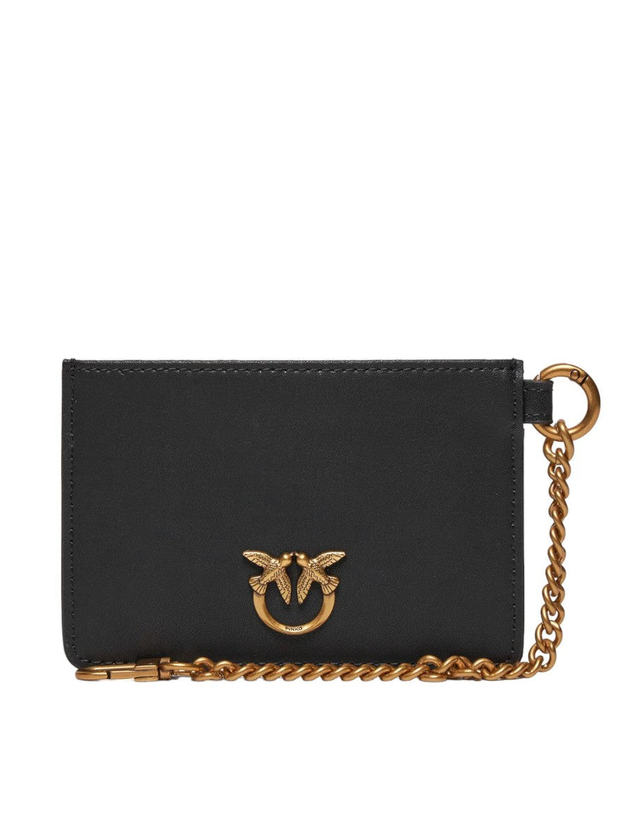 PORTA CARTE IN PELLE CON CATENELLA-Pinko-Portafogli-Vittorio Citro Boutique