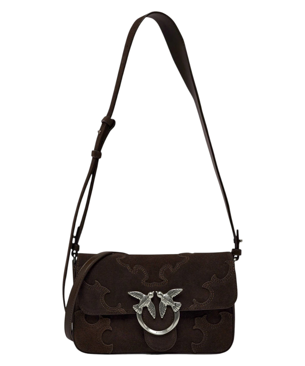 PINKO Suede Shoulder Bag with Inlay