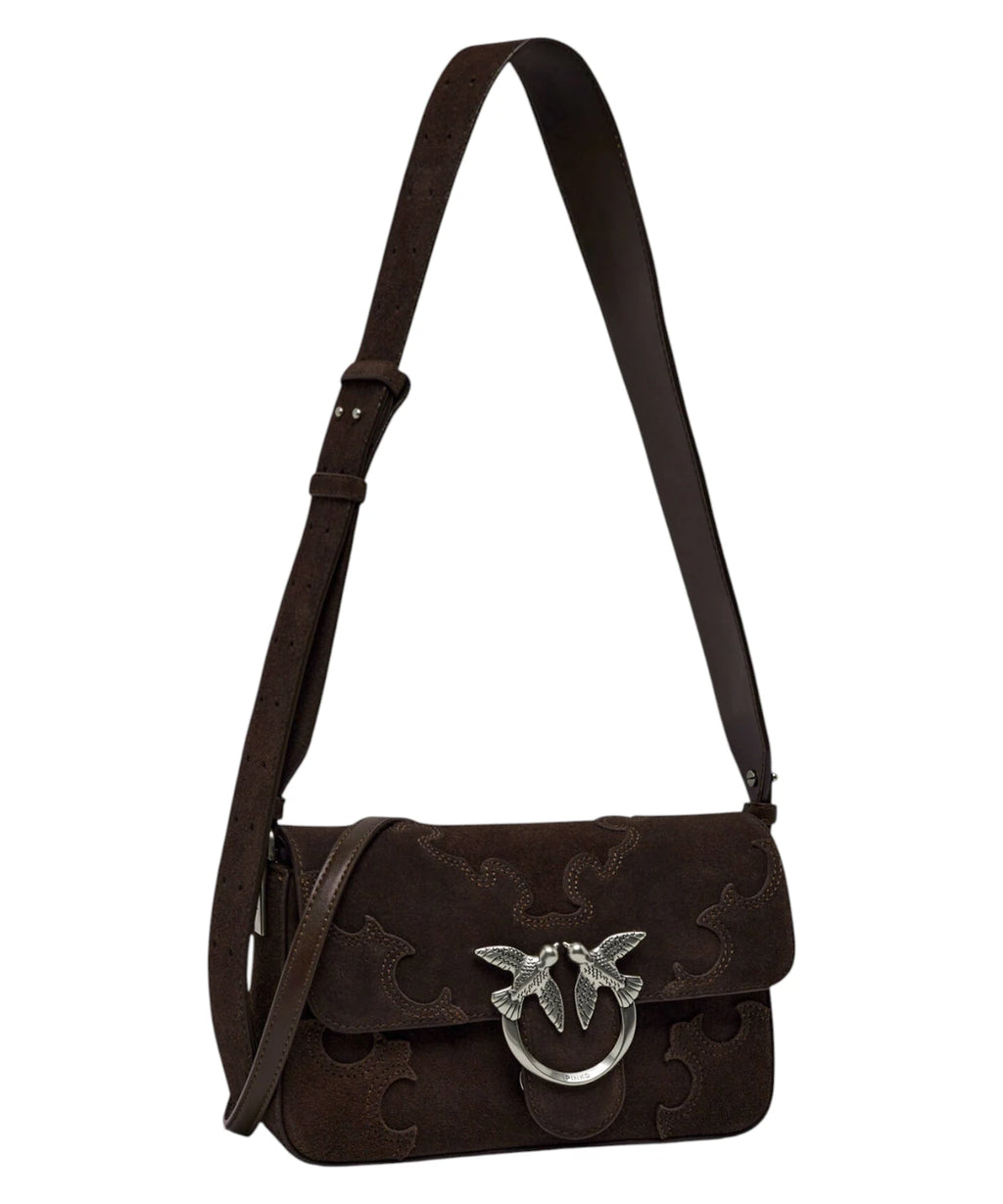 PINKO Suede Shoulder Bag with Inlay