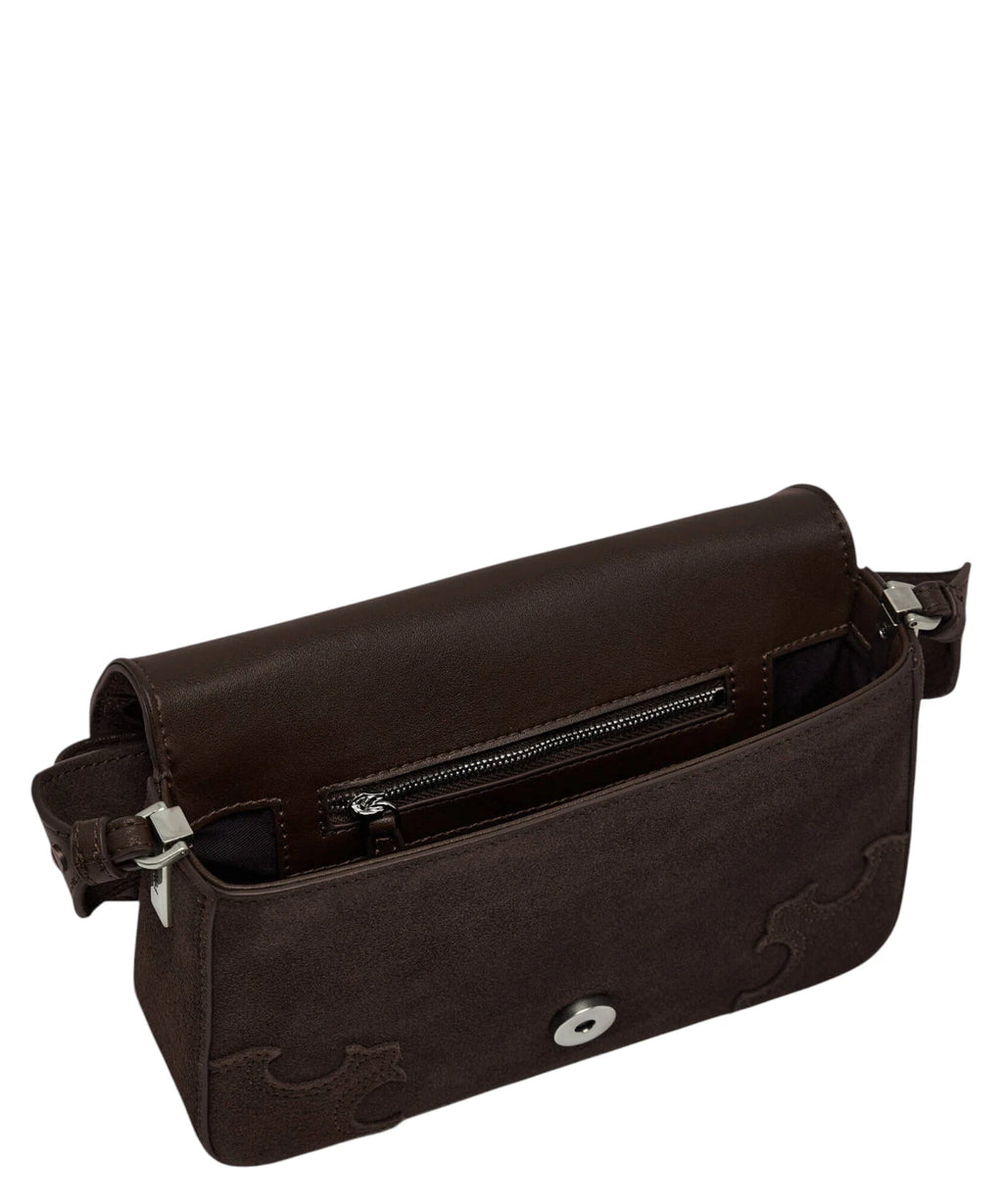 PINKO Suede Shoulder Bag with Inlay