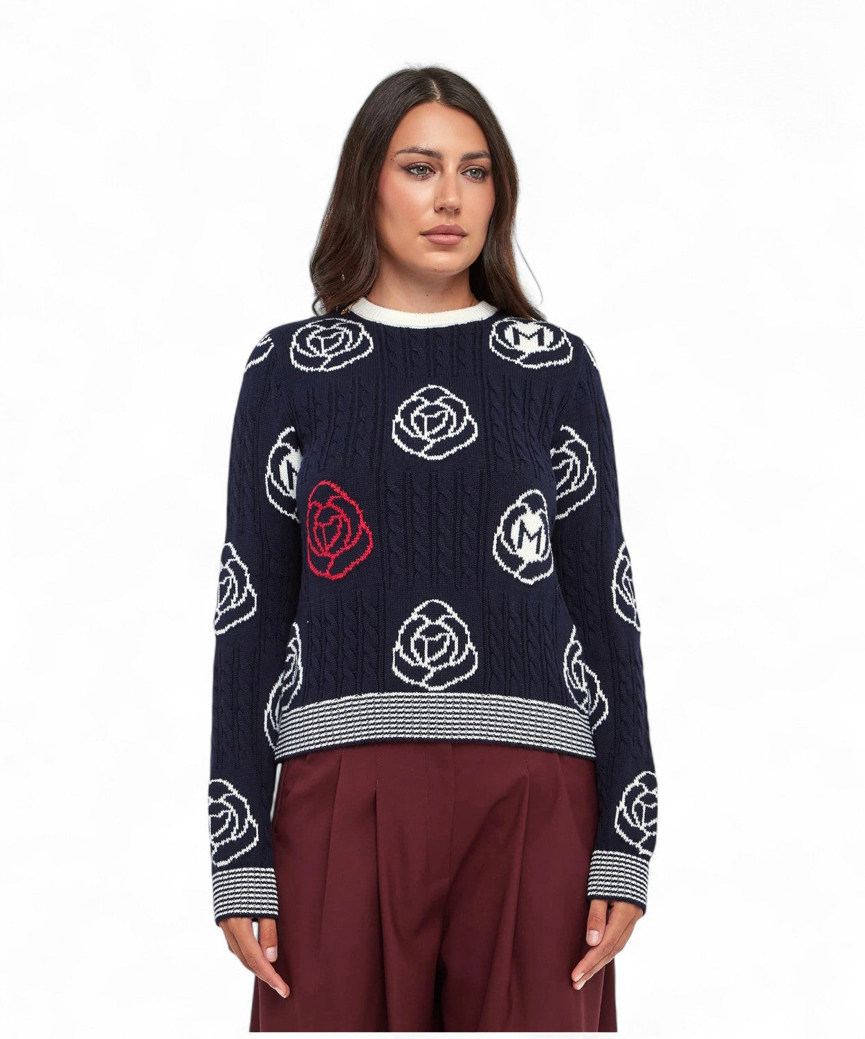 Maglione in lana e cotone con ricami-Marella-Maglieria-Vittorio Citro Boutique