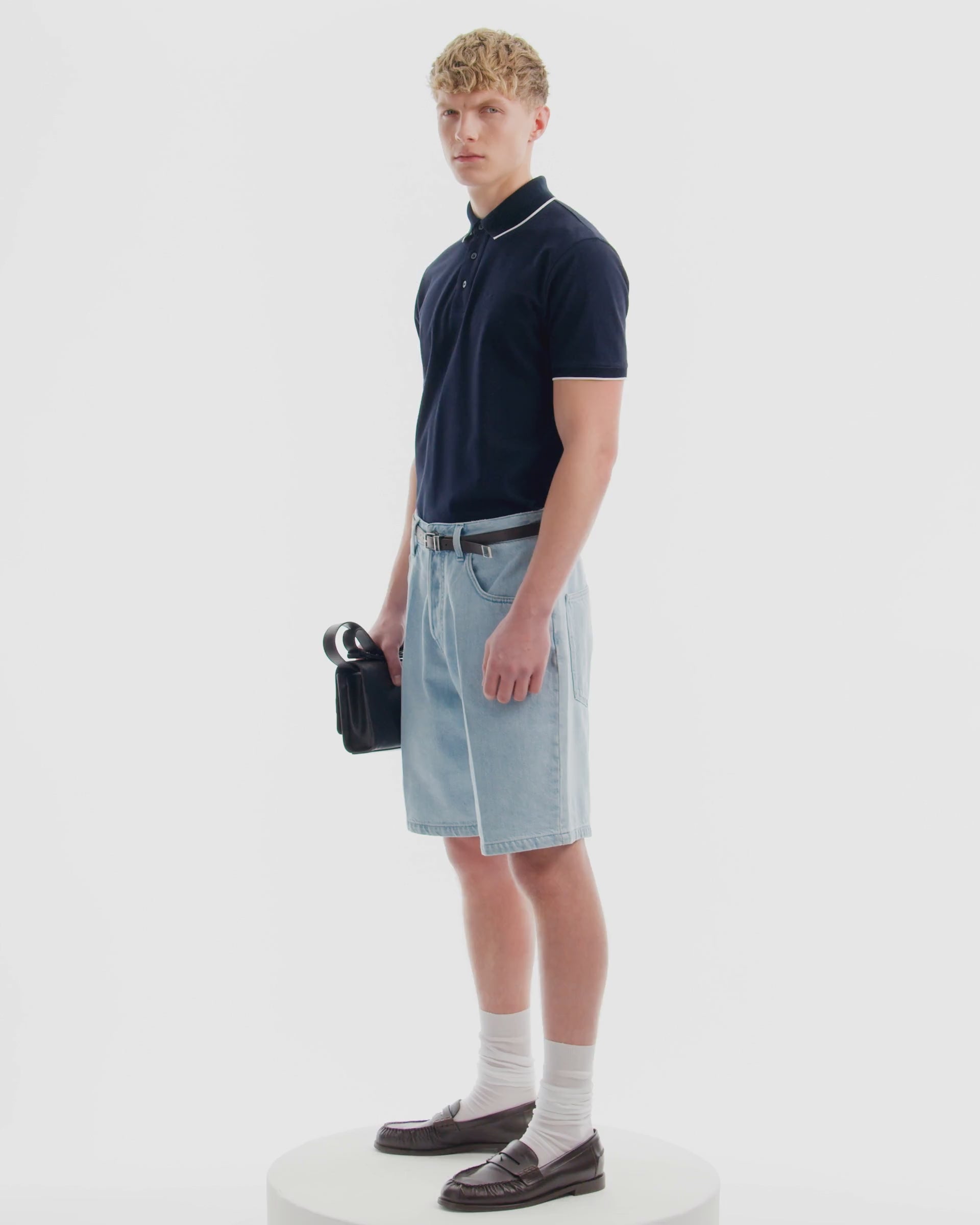 Stretch Pique Polo with Micro Eagle Embroidery