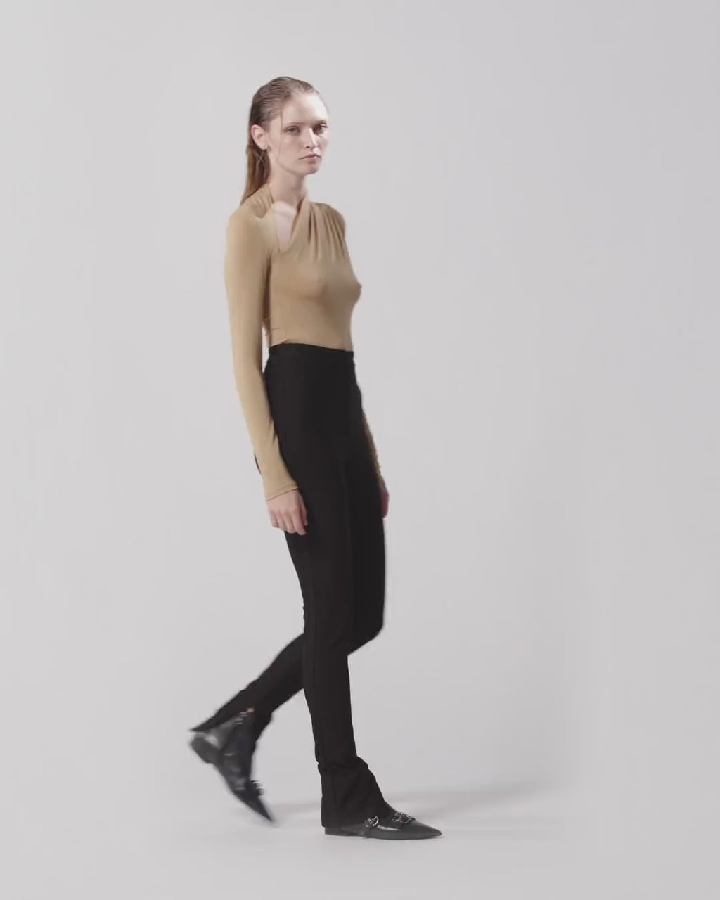 Poe black straight trousers with pressed crease