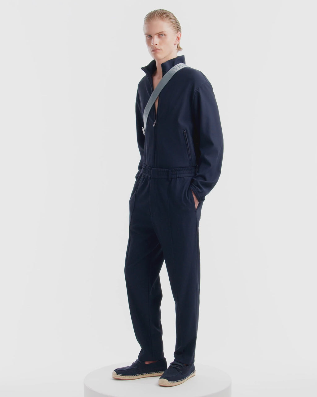 Bloouson Full Zip in Nylon Stretch Canneté Effect