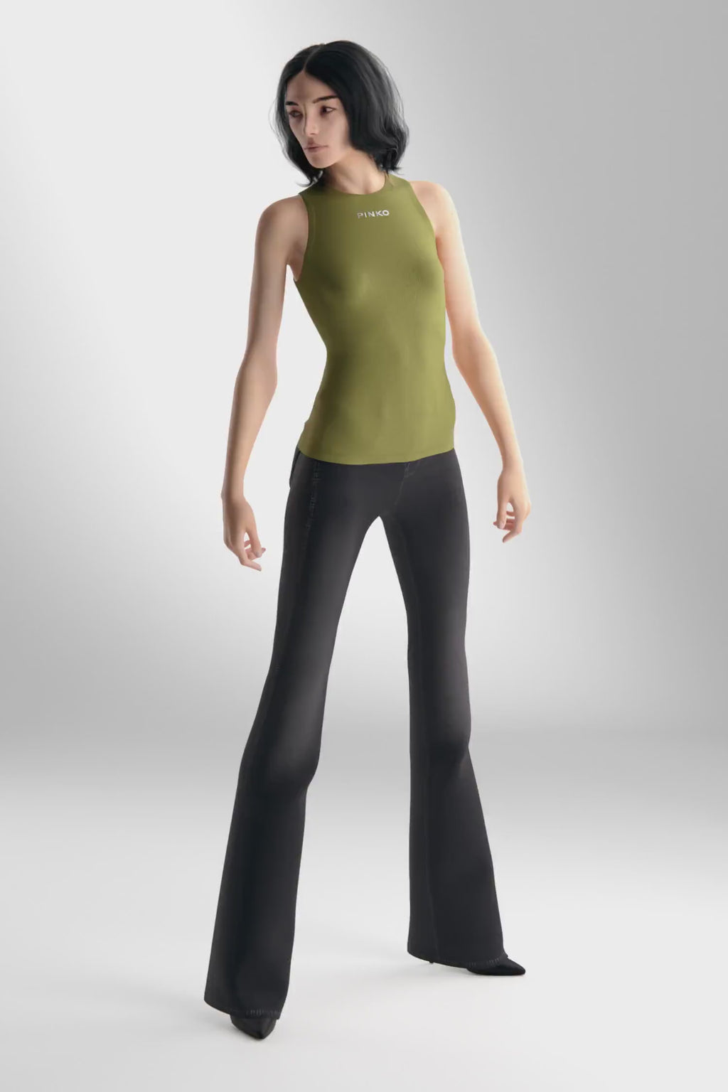 Ribbed shirt tank top with logo