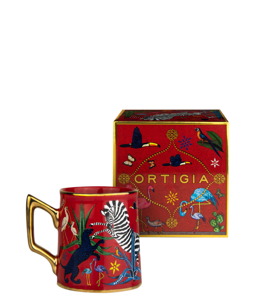 Ortigia Tazzina z ręcznie dekorowanej ceramiki z nadrukiem sitodrukowym w kolorze złotym 150 ml