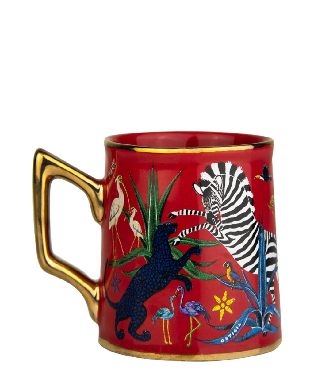 Ortigia Tazzina z ręcznie dekorowanej ceramiki z nadrukiem sitodrukowym w kolorze złotym 150 ml