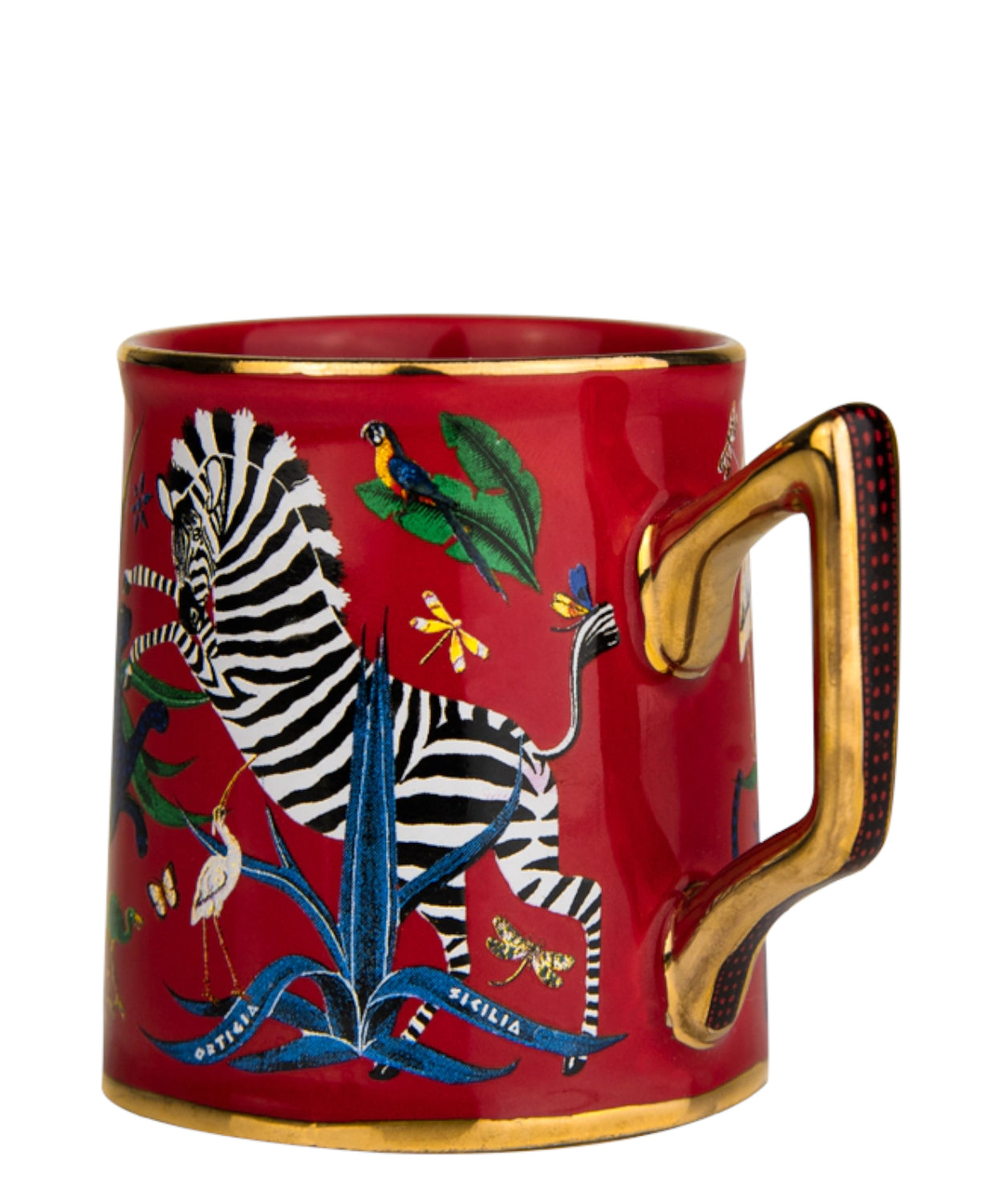 Ortigia Tazzina in Ceramica Decorata a Mano con Serigrafia Oro 150ml