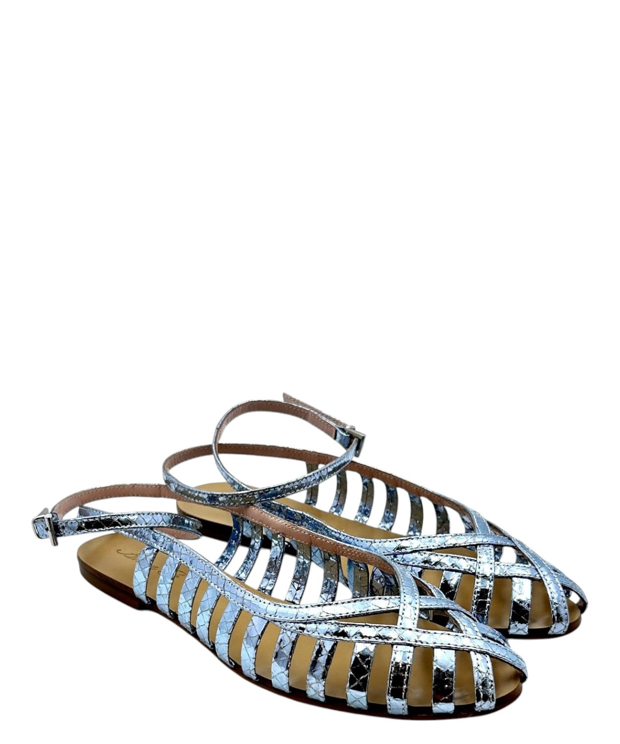 Women's Leather Ballerinas with Perforated Braided Details