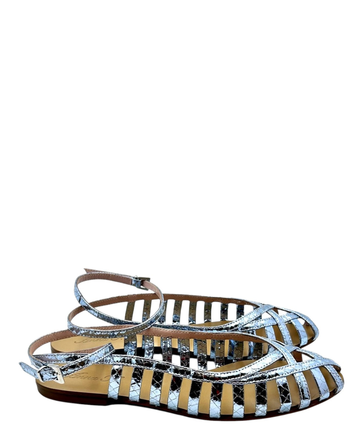 Women's Leather Ballerinas with Perforated Braided Details