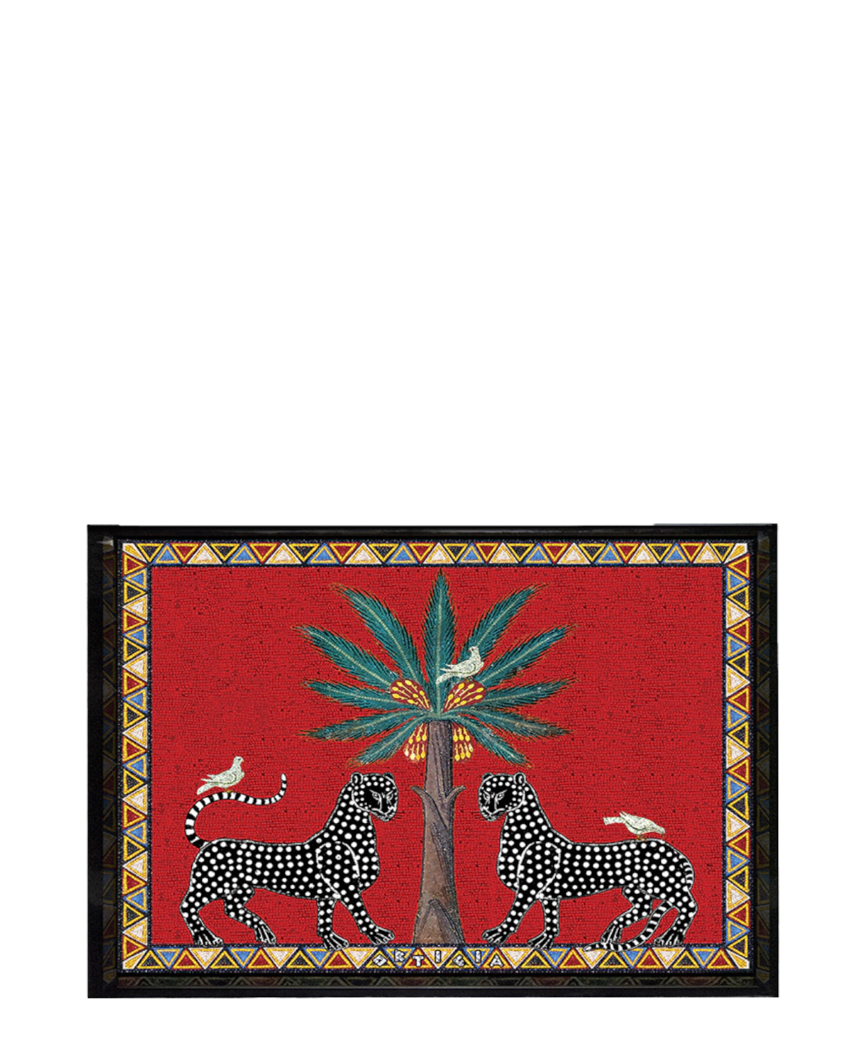 Ortigia Vassoio Rosso Mosaico Medium Laccato Artigianale 30.5×22.5 cm