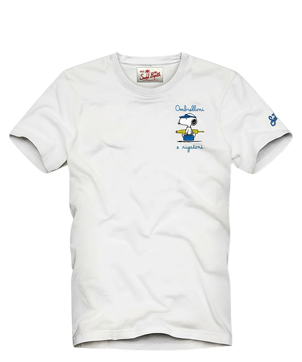 MC2 Saint Barth Men's Portofino T-Shirt with Snoopy Embroidery