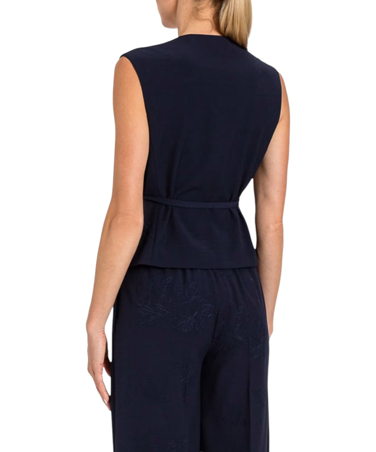 Women's Twinset Embroidered Vest with Waist Belt