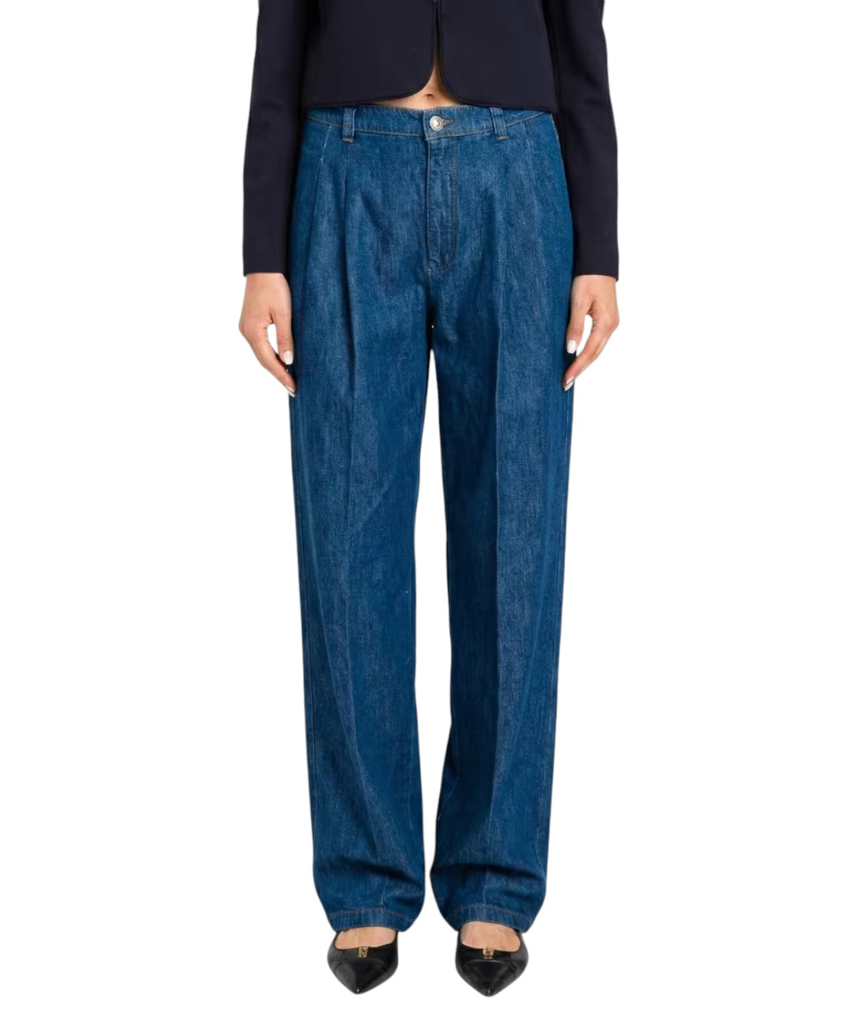 Twinset Jeans szerokie spodnie z bawełnianego denimu