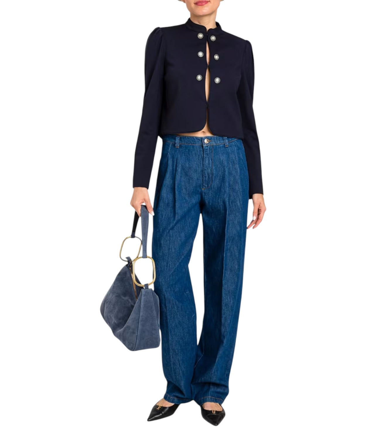 Twinset Jeans szerokie spodnie z bawełnianego denimu