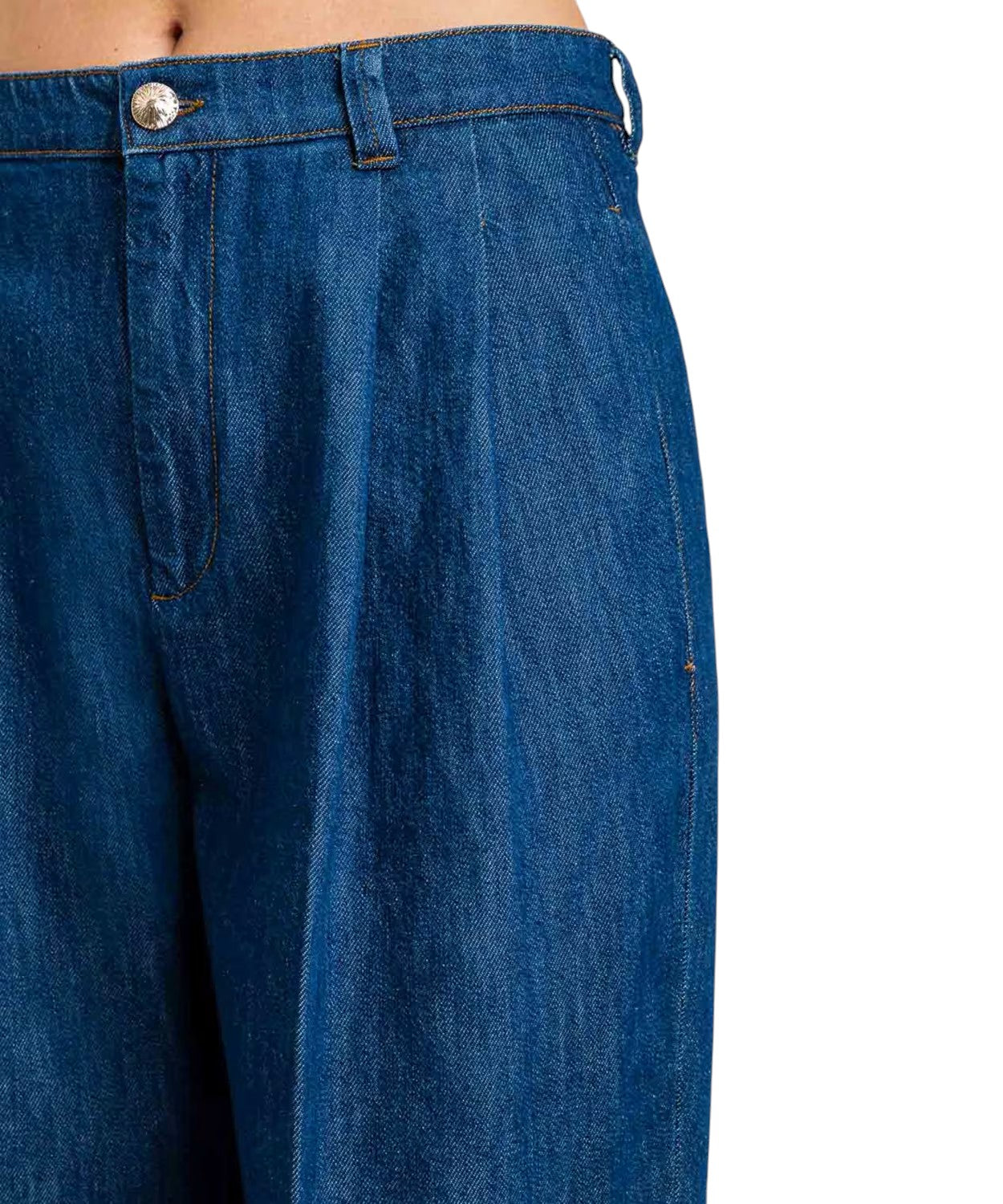 Twinset Jeans szerokie spodnie z bawełnianego denimu