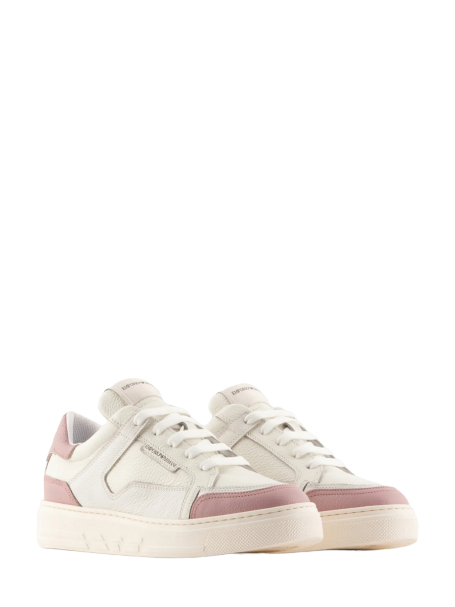 Sneakers in pelle con aquila sul back e dettagli a contrasto-Sneakers-Emporio Armani-Vittorio Citro Boutique