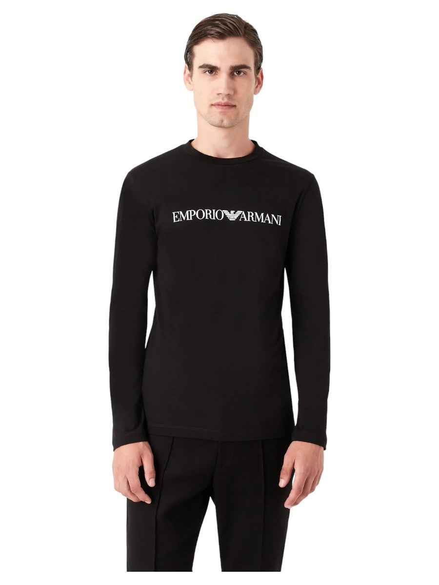 Maglia in jersey Pima con stampa logo-Emporio Armani-Maglieria-Vittorio Citro Boutique