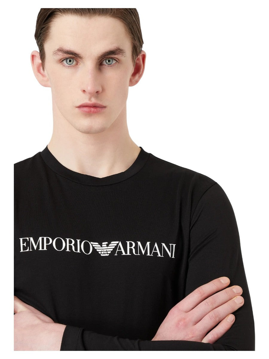 Maglia in jersey Pima con stampa logo-Emporio Armani-Maglieria-Vittorio Citro Boutique