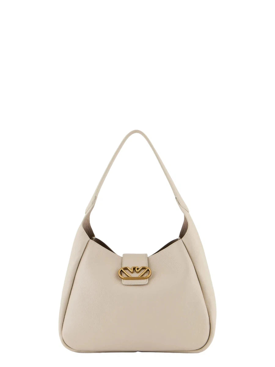 Borsa a spalla hobo in pelle con fibbia aquila-Emporio Armani-Borse a spalla-Vittorio Citro Boutique