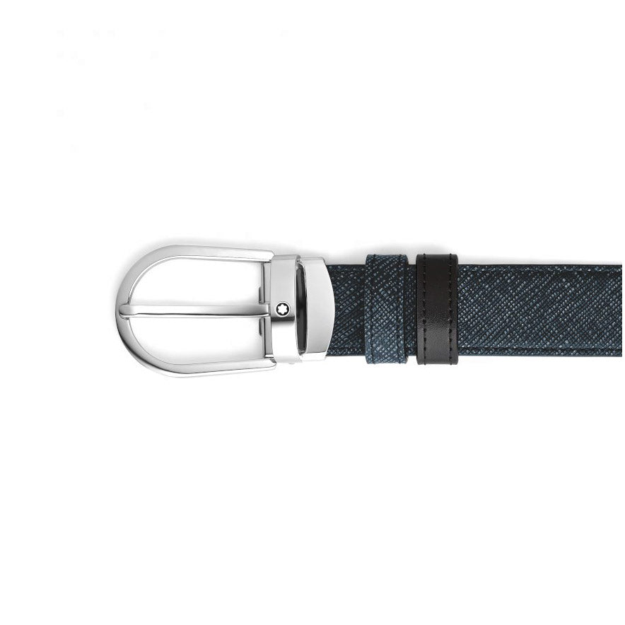 Montblanc Reversible Blue/Black Tweed Belt 220965
