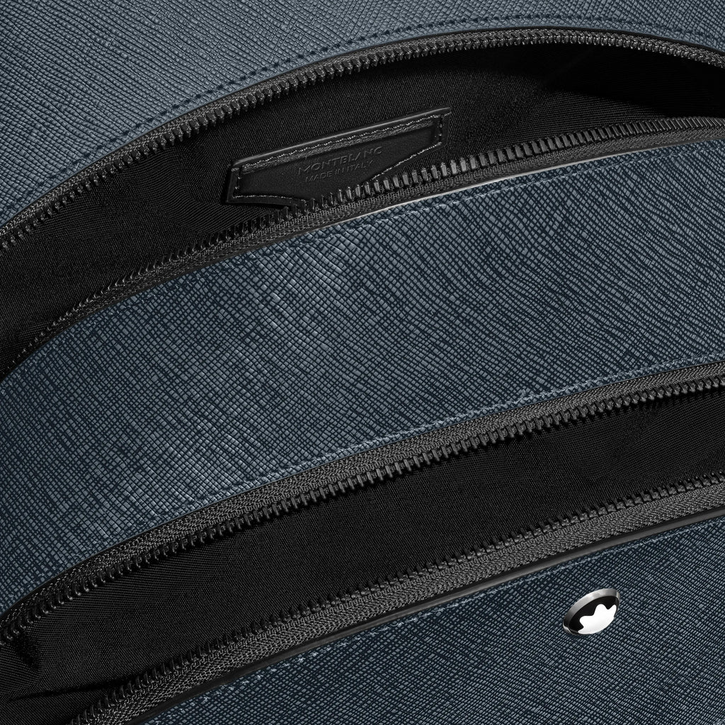 Montblanc blue tweed backpack with 3 functional compartments