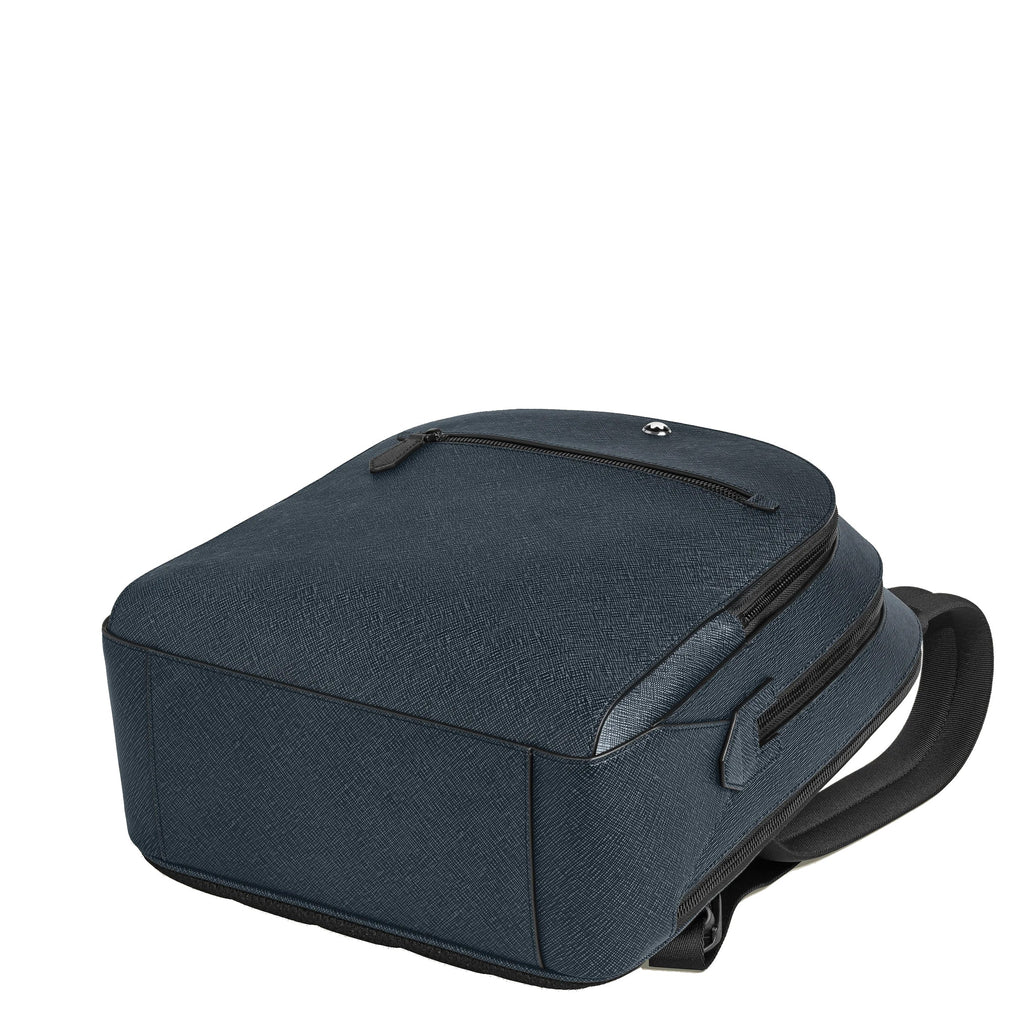Montblanc blue tweed backpack with 3 functional compartments
