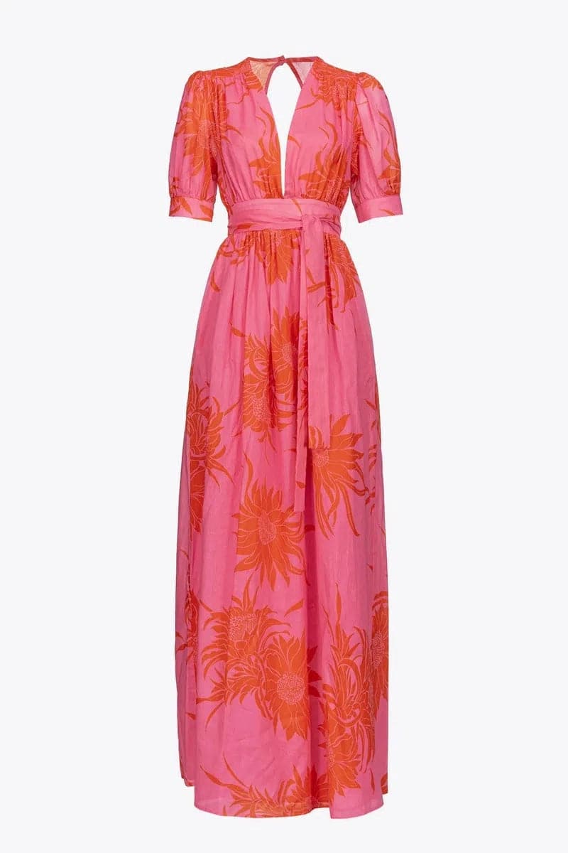 ABITO LUNGO STAMPA MACROFIORE-Abiti-Pinko-Vittorio Citro Boutique