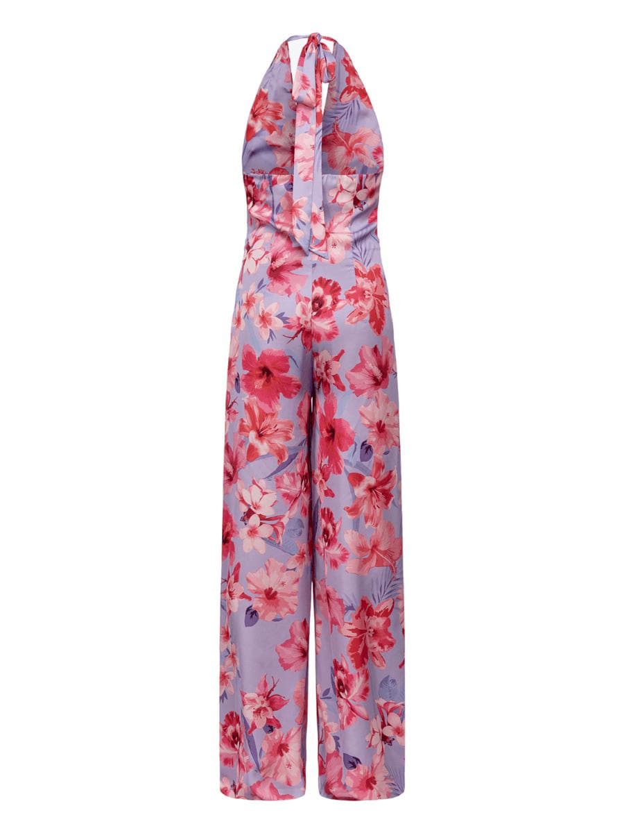 Tuta in satin con stampa fiori - Vittorio Citro Boutique