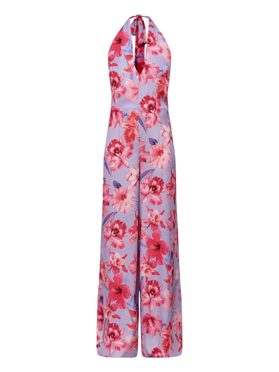 Tuta in satin con stampa fiori - Vittorio Citro Boutique